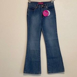 Girls size 10 GLO Flame Hip Hugger Flare stretch blue jeans NWT